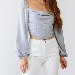 Long Sleeve Satin Corset Top
